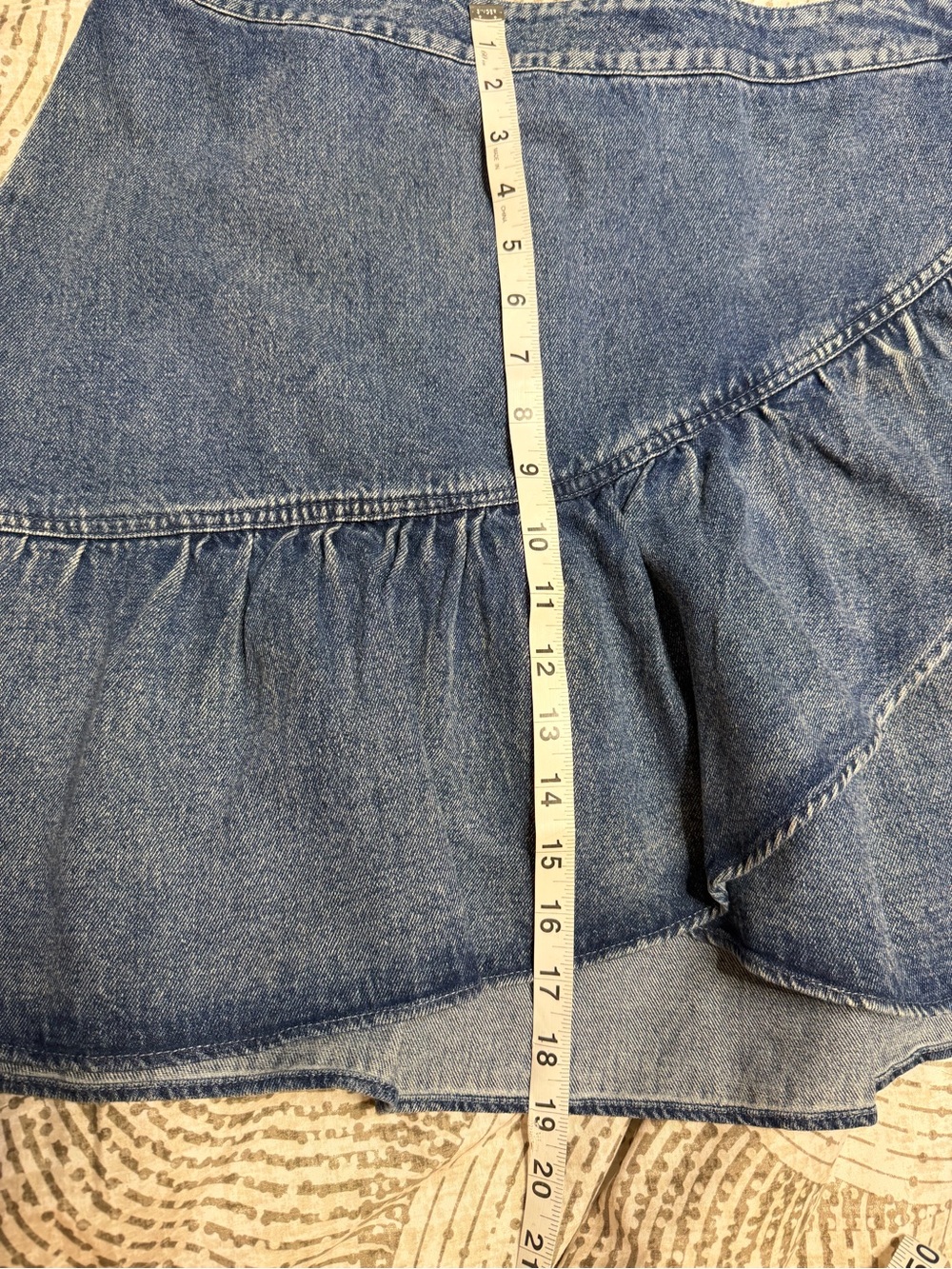 Gilli Asymmetrical Ruffle Denim Skirt - Blue - Picture 6 of 7